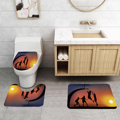 QRFASFZO 3 Stück Badematten und WC Vorleger Microfaser Weiches Badteppich badvorleger rutschfest Waschbar Badezimmerteppich Set,Während die Sonne am Horizont verschwindet, Spielen Sportler Basketbal QRFASFZO 3 Stück Badematten und WC Vorleger Microfaser Weiches Badteppich badvorleger rutschfest Waschbar Badezimmerteppich Set,Während die Sonne am Horizont verschwindet, Spielen Sportler Basketbal von QRFASFZO