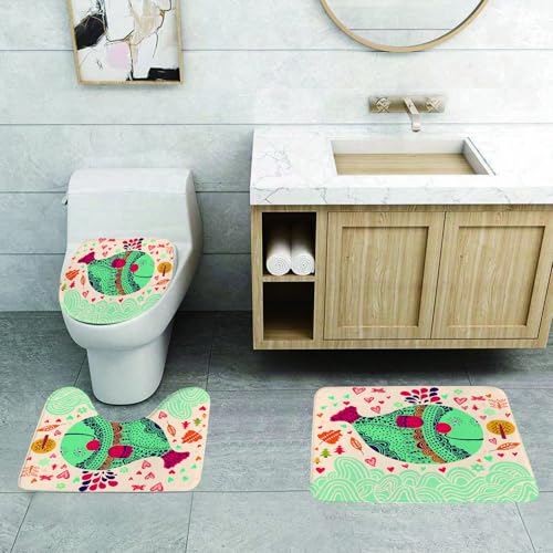 QRFASFZO 3 Stück Badematten und WC Vorleger Microfaser Weiches Badteppich badvorleger rutschfest Waschbar Badezimmerteppich Set,Wal-Dekoration, bunt Ornamental gestalteter großer Wal mit Wellen, Pfl QRFASFZO 3 Stück Badematten und WC Vorleger Microfaser Weiches Badteppich badvorleger rutschfest Waschbar Badezimmerteppich Set,Wal-Dekoration, bunt Ornamental gestalteter großer Wal mit Wellen, Pfl von QRFASFZO