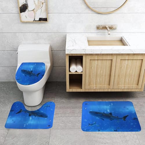 QRFASFZO 3 Stück Badematten und WC Vorleger Microfaser Weiches Badteppich badvorleger rutschfest Waschbar Badezimmerteppich Set,Walhaie Schwimmen im Ozean, majestätische Walhaie, andere Meereslebewe QRFASFZO 3 Stück Badematten und WC Vorleger Microfaser Weiches Badteppich badvorleger rutschfest Waschbar Badezimmerteppich Set,Walhaie Schwimmen im Ozean, majestätische Walhaie, andere Meereslebewe von QRFASFZO