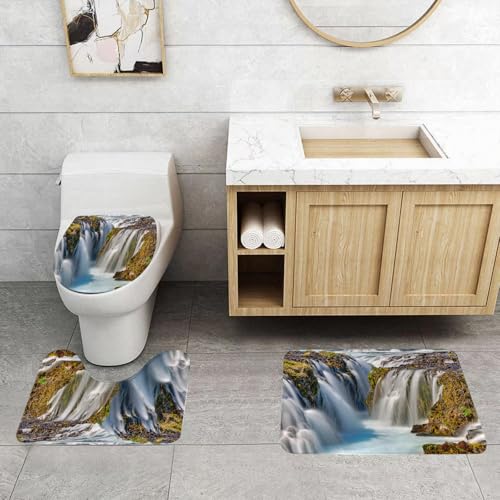 QRFASFZO 3 Stück Badematten und WC Vorleger Microfaser Weiches Badteppich badvorleger rutschfest Waschbar Badezimmerteppich Set,Wasserfall, Bruarfoss Wasserfall in der isländischen Flusslandschaft QRFASFZO 3 Stück Badematten und WC Vorleger Microfaser Weiches Badteppich badvorleger rutschfest Waschbar Badezimmerteppich Set,Wasserfall, Bruarfoss Wasserfall in der isländischen Flusslandschaft von QRFASFZO
