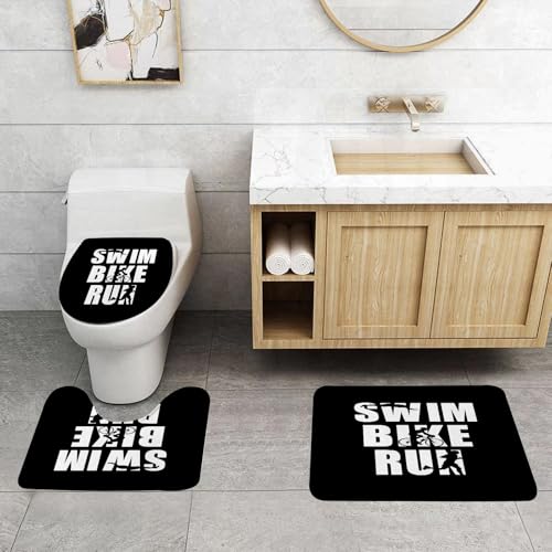 QRFASFZO 3 Stück Badematten und WC Vorleger Microfaser Weiches Badteppich badvorleger rutschfest Waschbar Badezimmerteppich Set,Weicher Dreiecks-Wandteppich, Pastell - buntes Dreiecks-Inlay, Dreieck von QRFASFZO