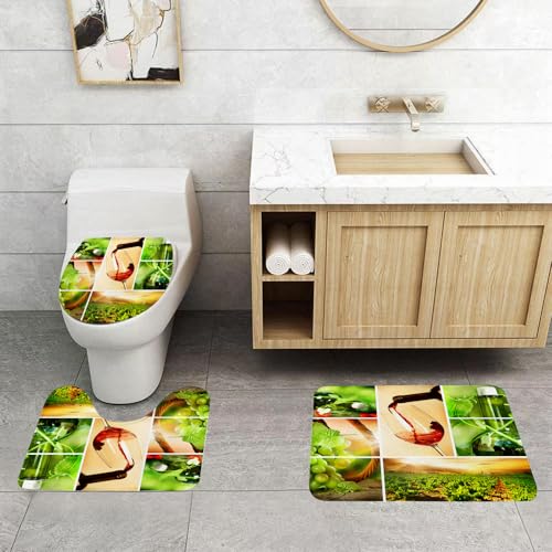 QRFASFZO 3 Stück Badematten und WC Vorleger Microfaser Weiches Badteppich badvorleger rutschfest Waschbar Badezimmerteppich Set,Weinprobe und Rebencollage Trinkglas im frischen Feld Délici QRFASFZO 3 Stück Badematten und WC Vorleger Microfaser Weiches Badteppich badvorleger rutschfest Waschbar Badezimmerteppich Set,Weinprobe und Rebencollage Trinkglas im frischen Feld Délici von QRFASFZO