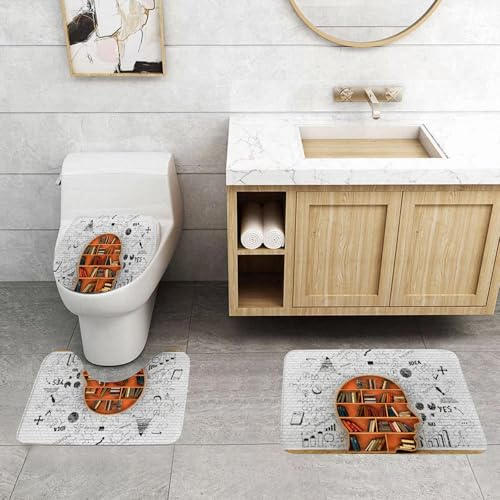 QRFASFZO 3 Stück Badematten und WC Vorleger Microfaser Weiches Badteppich badvorleger rutschfest Waschbar Badezimmerteppich Set,Weisheit Holz Bücherregal Form Menschlicher Kopf Bücher Abstrakt Wisse QRFASFZO 3 Stück Badematten und WC Vorleger Microfaser Weiches Badteppich badvorleger rutschfest Waschbar Badezimmerteppich Set,Weisheit Holz Bücherregal Form Menschlicher Kopf Bücher Abstrakt Wisse von QRFASFZO