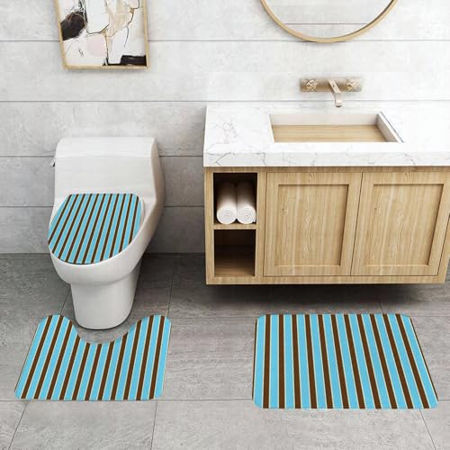 QRFASFZO 3 Stück Badematten und WC Vorleger Microfaser Weiches Badteppich badvorleger rutschfest Waschbar Badezimmerteppich Set,Weiß Blau Streifen Fett Linien Zickzack Wellenförmiges Design Bild Vin QRFASFZO 3 Stück Badematten und WC Vorleger Microfaser Weiches Badteppich badvorleger rutschfest Waschbar Badezimmerteppich Set,Weiß Blau Streifen Fett Linien Zickzack Wellenförmiges Design Bild Vin von QRFASFZO