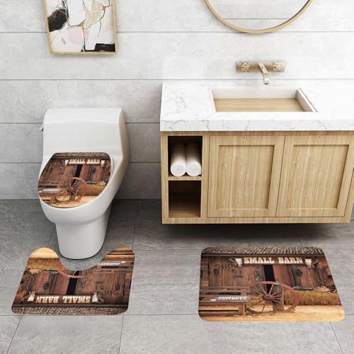 QRFASFZO 3 Stück Badematten und WC Vorleger Microfaser Weiches Badteppich badvorleger rutschfest Waschbar Badezimmerteppich Set,Western Cowboy Hintergrund Wild West Bauernhaus Heuballen Scheune Tür QRFASFZO 3 Stück Badematten und WC Vorleger Microfaser Weiches Badteppich badvorleger rutschfest Waschbar Badezimmerteppich Set,Western Cowboy Hintergrund Wild West Bauernhaus Heuballen Scheune Tür von QRFASFZO