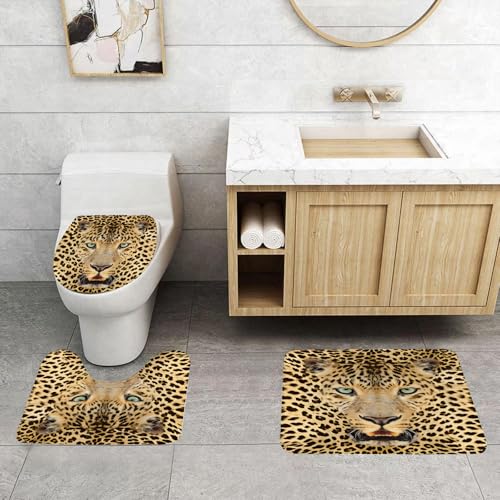 QRFASFZO 3 Stück Badematten und WC Vorleger Microfaser Weiches Badteppich badvorleger rutschfest Waschbar Badezimmerteppich Set,Wildlife Wild Tiger Leopard Print Bild von Kunstfotos Große Katze mit QRFASFZO 3 Stück Badematten und WC Vorleger Microfaser Weiches Badteppich badvorleger rutschfest Waschbar Badezimmerteppich Set,Wildlife Wild Tiger Leopard Print Bild von Kunstfotos Große Katze mit von QRFASFZO