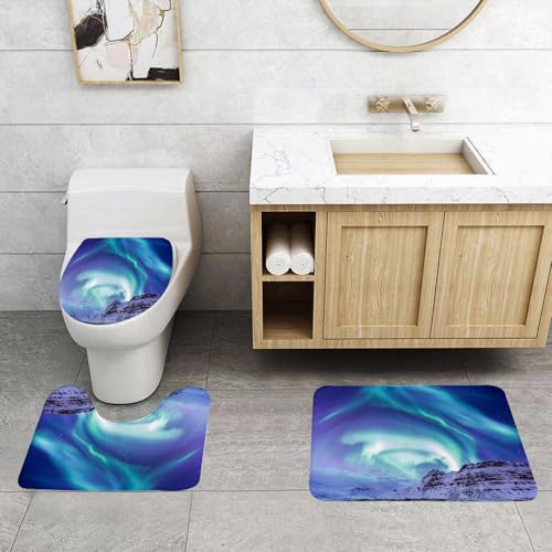 QRFASFZO 3 Stück Badematten und WC Vorleger Microfaser Weiches Badteppich badvorleger rutschfest Waschbar Badezimmerteppich Set,Winter, Aurora Borealis in Island Naturphänomene nördlichen Umwelt DEK QRFASFZO 3 Stück Badematten und WC Vorleger Microfaser Weiches Badteppich badvorleger rutschfest Waschbar Badezimmerteppich Set,Winter, Aurora Borealis in Island Naturphänomene nördlichen Umwelt DEK von QRFASFZO