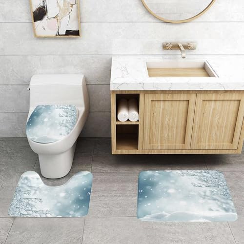 QRFASFZO 3 Stück Badematten und WC Vorleger Microfaser Weiches Badteppich badvorleger rutschfest Waschbar Badezimmerteppich Set,Winter, Weihnachten Themenbild Schnee und Frosted Tree Snow QRFASFZO 3 Stück Badematten und WC Vorleger Microfaser Weiches Badteppich badvorleger rutschfest Waschbar Badezimmerteppich Set,Winter, Weihnachten Themenbild Schnee und Frosted Tree Snow von QRFASFZO
