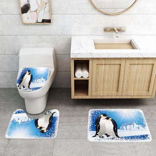 QRFASFZO 3 Stück Badematten und WC Vorleger Microfaser Weiches Badteppich badvorleger rutschfest Waschbar Badezimmerteppich Set,Winter, süße Pinguine auf Island in der Arktis, verschneites, gefroren QRFASFZO 3 Stück Badematten und WC Vorleger Microfaser Weiches Badteppich badvorleger rutschfest Waschbar Badezimmerteppich Set,Winter, süße Pinguine auf Island in der Arktis, verschneites, gefroren von QRFASFZO