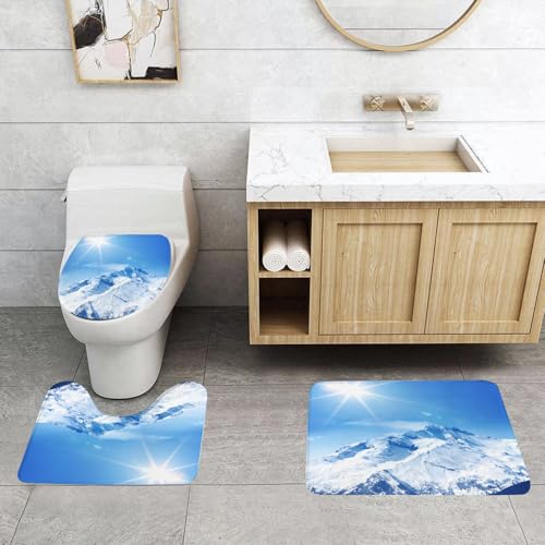 QRFASFZO 3 Stück Badematten und WC Vorleger Microfaser Weiches Badteppich badvorleger rutschfest Waschbar Badezimmerteppich Set,Wohnungsdekor, Die Sonne beleuchtet einen herrlichen, schneebedeckten QRFASFZO 3 Stück Badematten und WC Vorleger Microfaser Weiches Badteppich badvorleger rutschfest Waschbar Badezimmerteppich Set,Wohnungsdekor, Die Sonne beleuchtet einen herrlichen, schneebedeckten von QRFASFZO