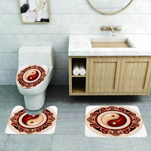 QRFASFZO 3 Stück Badematten und WC Vorleger Microfaser Weiches Badteppich badvorleger rutschfest Waschbar Badezimmerteppich Set,Ying-Yang-Kulturensemble, traditionelles asiatisches Kultursymbol QRFASFZO 3 Stück Badematten und WC Vorleger Microfaser Weiches Badteppich badvorleger rutschfest Waschbar Badezimmerteppich Set,Ying-Yang-Kulturensemble, traditionelles asiatisches Kultursymbol von QRFASFZO