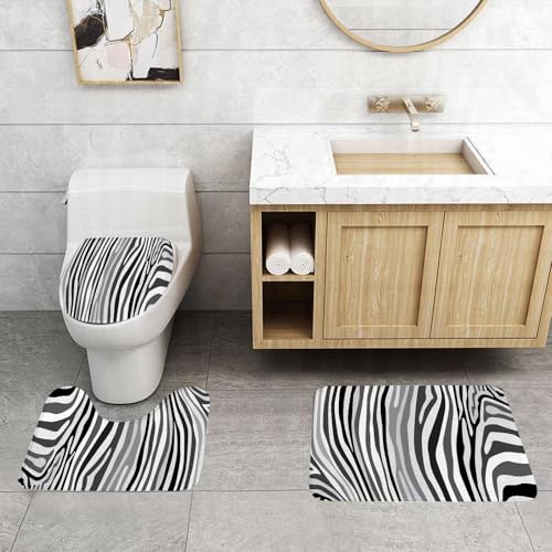 QRFASFZO 3 Stück Badematten und WC Vorleger Microfaser Weiches Badteppich badvorleger rutschfest Waschbar Badezimmerteppich Set,Zebra-Druck, Zebra-Muster vertikal gestreift Natur Wildlife inspiriert QRFASFZO 3 Stück Badematten und WC Vorleger Microfaser Weiches Badteppich badvorleger rutschfest Waschbar Badezimmerteppich Set,Zebra-Druck, Zebra-Muster vertikal gestreift Natur Wildlife inspiriert von QRFASFZO