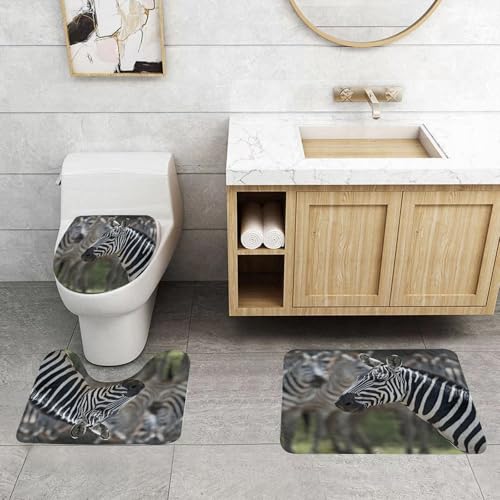 QRFASFZO 3 Stück Badematten und WC Vorleger Microfaser Weiches Badteppich badvorleger rutschfest Waschbar Badezimmerteppich Set,Zebra im Serengeti-Nationalpark Tansania Afrika QRFASFZO 3 Stück Badematten und WC Vorleger Microfaser Weiches Badteppich badvorleger rutschfest Waschbar Badezimmerteppich Set,Zebra im Serengeti-Nationalpark Tansania Afrika von QRFASFZO
