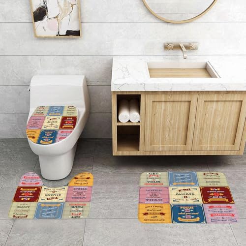 QRFASFZO 3 Stück Badematten und WC Vorleger Microfaser Weiches Badteppich badvorleger rutschfest Waschbar Badezimmerteppich Set,Zitat, Motivierende Zitate Muster Erfolg mit positiver Einstellung The QRFASFZO 3 Stück Badematten und WC Vorleger Microfaser Weiches Badteppich badvorleger rutschfest Waschbar Badezimmerteppich Set,Zitat, Motivierende Zitate Muster Erfolg mit positiver Einstellung The von QRFASFZO