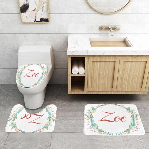 QRFASFZO 3 Stück Badematten und WC Vorleger Microfaser Weiches Badteppich badvorleger rutschfest Waschbar Badezimmerteppich Set,Zoe, blühende Natur Design Laub Blätter Silhouette Baby Mädchen Namen QRFASFZO 3 Stück Badematten und WC Vorleger Microfaser Weiches Badteppich badvorleger rutschfest Waschbar Badezimmerteppich Set,Zoe, blühende Natur Design Laub Blätter Silhouette Baby Mädchen Namen von QRFASFZO