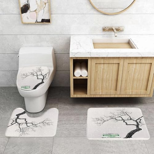 QRFASFZO 3 Stück Badematten und WC Vorleger Microfaser Weiches Badteppich badvorleger rutschfest Waschbar Badezimmerteppich Set,einsamer Baum und frostbedeckte grüne Bank unter fallendem Schnee QRFASFZO 3 Stück Badematten und WC Vorleger Microfaser Weiches Badteppich badvorleger rutschfest Waschbar Badezimmerteppich Set,einsamer Baum und frostbedeckte grüne Bank unter fallendem Schnee von QRFASFZO