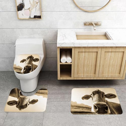 QRFASFZO 3 Stück Badematten und WC Vorleger Microfaser Weiches Badteppich badvorleger rutschfest Waschbar Badezimmerteppich Set,lustige Kuh im Kaisergebirge QRFASFZO 3 Stück Badematten und WC Vorleger Microfaser Weiches Badteppich badvorleger rutschfest Waschbar Badezimmerteppich Set,lustige Kuh im Kaisergebirge von QRFASFZO