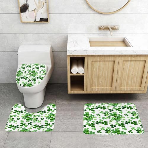 QRFASFZO 3 Stück Badematten und WC Vorleger Microfaser Weiches Badteppich badvorleger rutschfest Waschbar Badezimmerteppich Set,nahtloses Muster aus grüner Kruste, verschiedenen Grüntönen von Kleebl QRFASFZO 3 Stück Badematten und WC Vorleger Microfaser Weiches Badteppich badvorleger rutschfest Waschbar Badezimmerteppich Set,nahtloses Muster aus grüner Kruste, verschiedenen Grüntönen von Kleebl von QRFASFZO