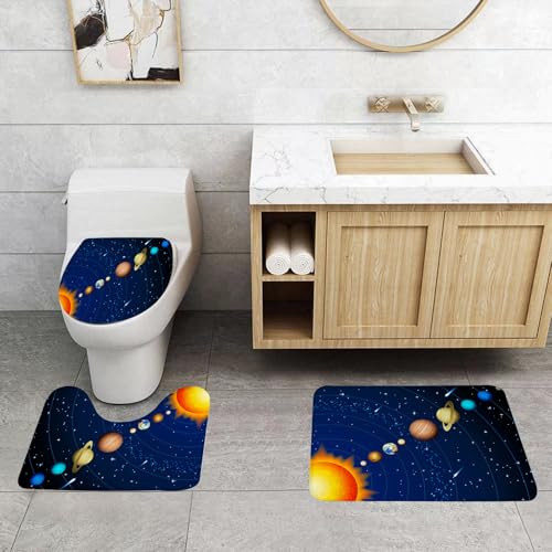 QRFASFZO 3 Stück Badematten und WC Vorleger Microfaser Weiches Badteppich badvorleger rutschfest Waschbar Badezimmerteppich Set,schematische Darstellung des Sonnensystems, visuelle Darstellung von T QRFASFZO 3 Stück Badematten und WC Vorleger Microfaser Weiches Badteppich badvorleger rutschfest Waschbar Badezimmerteppich Set,schematische Darstellung des Sonnensystems, visuelle Darstellung von T von QRFASFZO