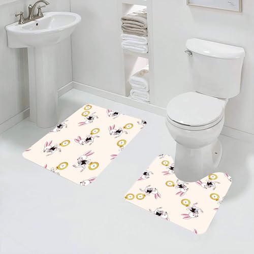 QRFASFZO Badezimmerteppich - Kit 2 Teile, im Wunderland Cartoon Nahtlose Muster Hintergrund,absorbierbares waschbares Badezimmerteppich für Badewannen,Toiletten und Böden von QRFASFZO