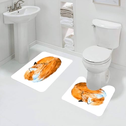 QRFASFZO Badezimmerteppich - Kit 2 Teile,Aquarell-Illustration eines schlafenden Fuchses Rotfuchs zusammengerollt in Ei,absorbierbares waschbares Badezimmerteppich für Badewannen,Toiletten und Böden QRFASFZO Badezimmerteppich - Kit 2 Teile,Aquarell-Illustration eines schlafenden Fuchses Rotfuchs zusammengerollt in Ei,absorbierbares waschbares Badezimmerteppich für Badewannen,Toiletten und Böden von QRFASFZO