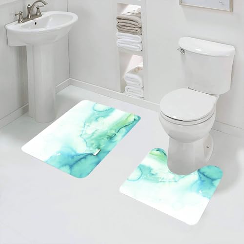 QRFASFZO Badezimmerteppich - Kit 2 Teile,Aquarellhintergrund türkis Mint Ombre handgemalt.,absorbierbares waschbares Badezimmerteppich für Badewannen,Toiletten und Böden QRFASFZO Badezimmerteppich - Kit 2 Teile,Aquarellhintergrund türkis Mint Ombre handgemalt.,absorbierbares waschbares Badezimmerteppich für Badewannen,Toiletten und Böden von QRFASFZO
