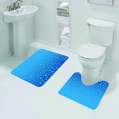QRFASFZO Badezimmerteppich - Kit 2 Teile,Bauernhofdekor, Wassertropfen auf dem Glas Ökologiesymbol,absorbierbares waschbares Badezimmerteppich für Badewannen,Toiletten und Böden von QRFASFZO