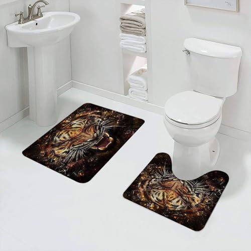 QRFASFZO Badezimmerteppich - Kit 2 Teile,Der Wilde Tiger entfesselt Seine Primitive Kraft, Brüllender majestätischer Ti,absorbierbares waschbares Badezimmerteppich für Badewannen,Toiletten und Böden QRFASFZO Badezimmerteppich - Kit 2 Teile,Der Wilde Tiger entfesselt Seine Primitive Kraft, Brüllender majestätischer Ti,absorbierbares waschbares Badezimmerteppich für Badewannen,Toiletten und Böden von QRFASFZO
