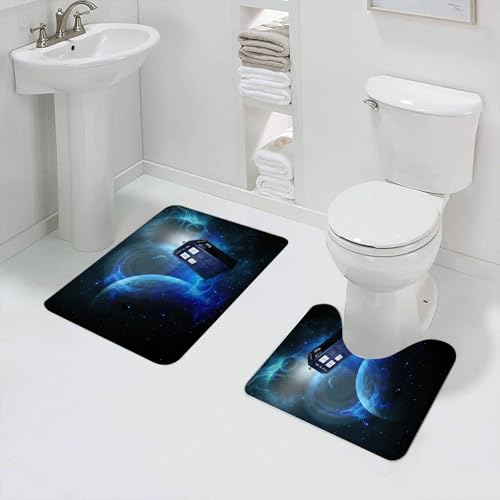 QRFASFZO Badezimmerteppich - Kit 2 Teile,Doctor Who-Thema des Filmraums Kunstdruck,absorbierbares waschbares Badezimmerteppich für Badewannen,Toiletten und Böden von QRFASFZO