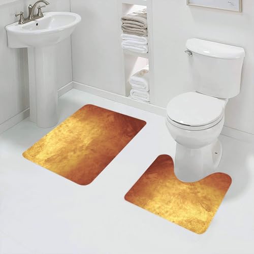 QRFASFZO Badezimmerteppich - Kit 2 Teile,Grau Bronze Gold Metall Gelb Golden Dunkel Alt Kupfer Rau,absorbierbares waschbares Badezimmerteppich für Badewannen,Toiletten und Böden von QRFASFZO