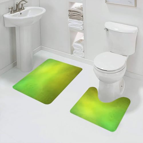 QRFASFZO Badezimmerteppich - Kit 2 Teile,Grün, abstrakte sanften Tönen Sommer Öko Natur Thema verblasste Töne ad dekora,absorbierbares waschbares Badezimmerteppich für Badewannen,Toiletten und Böden von QRFASFZO
