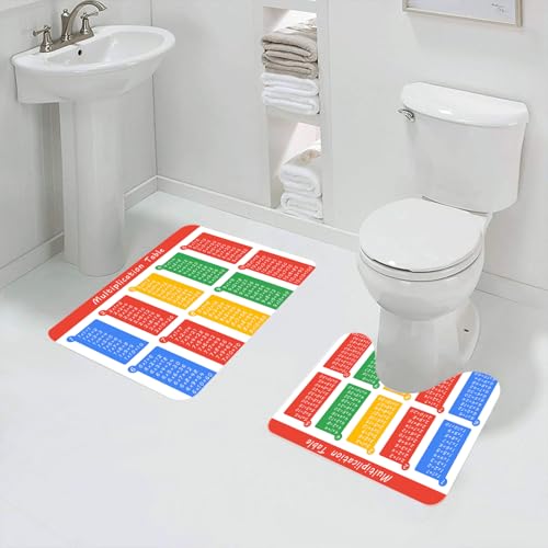 QRFASFZO Badezimmerteppich - Kit 2 Teile,Grundlegendes mathematisches Werkzeug, eine umfassende Multiplikationstabelle,absorbierbares waschbares Badezimmerteppich für Badewannen,Toiletten und Böden von QRFASFZO