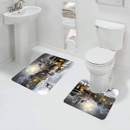QRFASFZO Badezimmerteppich - Kit 2 Teile,Ländliche Landschaft Öl auf Leinwand,absorbierbares waschbares Badezimmerteppich für Badewannen,Toiletten und Böden QRFASFZO Badezimmerteppich - Kit 2 Teile,Ländliche Landschaft Öl auf Leinwand,absorbierbares waschbares Badezimmerteppich für Badewannen,Toiletten und Böden von QRFASFZO
