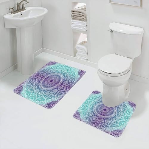 QRFASFZO Badezimmerteppich - Kit 2 Teile,Mandala-Kunst, komplexes Muster in zartem Lila und kreisförmiges Design in Tür,absorbierbares waschbares Badezimmerteppich für Badewannen,Toiletten und Böden QRFASFZO Badezimmerteppich - Kit 2 Teile,Mandala-Kunst, komplexes Muster in zartem Lila und kreisförmiges Design in Tür,absorbierbares waschbares Badezimmerteppich für Badewannen,Toiletten und Böden von QRFASFZO