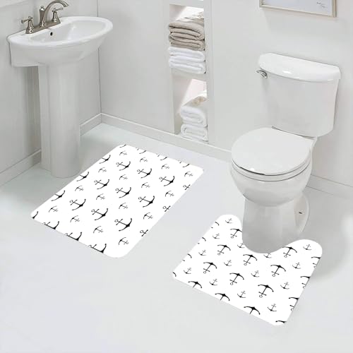 QRFASFZO Badezimmerteppich - Kit 2 Teile,Nahtloser nautischer Mustervektor. Illustration der Mode -,absorbierbares waschbares Badezimmerteppich für Badewannen,Toiletten und Böden von QRFASFZO