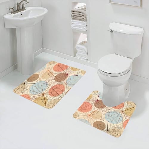 QRFASFZO Badezimmerteppich - Kit 2 Teile,Nahtloses Muster mit Herbstblättern im Retro-Stil.,absorbierbares waschbares Badezimmerteppich für Badewannen,Toiletten und Böden QRFASFZO Badezimmerteppich - Kit 2 Teile,Nahtloses Muster mit Herbstblättern im Retro-Stil.,absorbierbares waschbares Badezimmerteppich für Badewannen,Toiletten und Böden von QRFASFZO