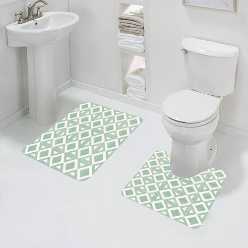 QRFASFZO Badezimmerteppich - Kit 2 Teile,Retro Pastell Diamant türkis geometrische Formen,absorbierbares waschbares Badezimmerteppich für Badewannen,Toiletten und Böden QRFASFZO Badezimmerteppich - Kit 2 Teile,Retro Pastell Diamant türkis geometrische Formen,absorbierbares waschbares Badezimmerteppich für Badewannen,Toiletten und Böden von QRFASFZO