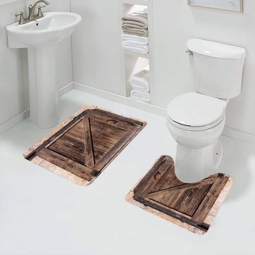 QRFASFZO Badezimmerteppich - Kit 2 Teile,Rustikale Schiebetür, gealtert mit rustikaler Textur Authentischer Architektur,absorbierbares waschbares Badezimmerteppich für Badewannen,Toiletten und Böden QRFASFZO Badezimmerteppich - Kit 2 Teile,Rustikale Schiebetür, gealtert mit rustikaler Textur Authentischer Architektur,absorbierbares waschbares Badezimmerteppich für Badewannen,Toiletten und Böden von QRFASFZO