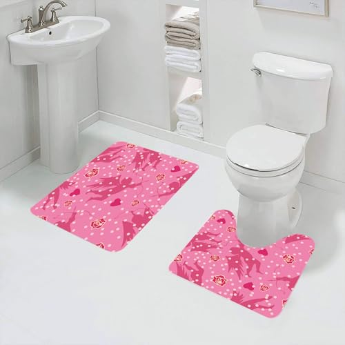QRFASFZO Badezimmerteppich - Kit 2 Teile,Vektor-Valentinstag Nahtlose Hintergrund mit Putten und Rosen,absorbierbares waschbares Badezimmerteppich für Badewannen,Toiletten und Böden von QRFASFZO