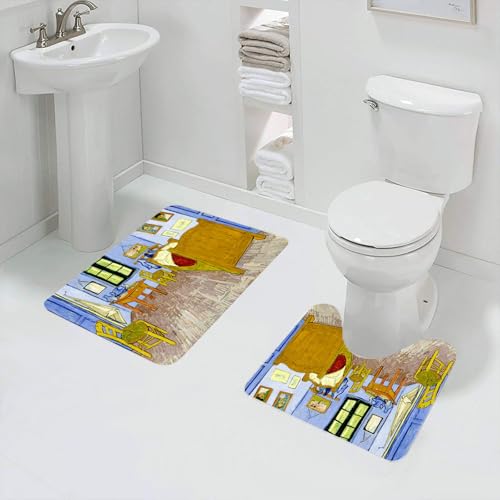 QRFASFZO Badezimmerteppich - Kit 2 Teile,Vincent Van Gogh Vincent Van Gogh Gemälde, Van Gogh Kunst, Van Gogh,absorbierbares waschbares Badezimmerteppich für Badewannen,Toiletten und Böden von QRFASFZO