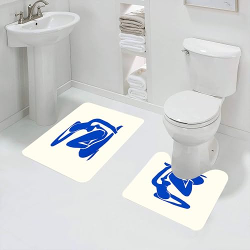QRFASFZO Badezimmerteppich - Kit 2 Teile,Weibliche Körperstruktur. Matisse-Stil. Pastelltöne. Design für Tapeten, Wandd,absorbierbares waschbares Badezimmerteppich für Badewannen,Toiletten und Böden von QRFASFZO