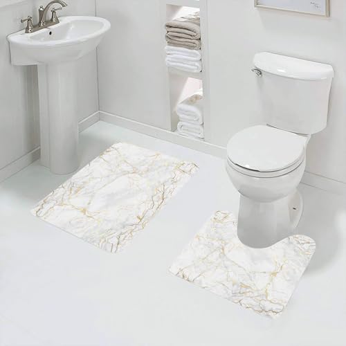 QRFASFZO Badezimmerteppich - Kit 2 Teile,Weißer Marmor mit Goldener Textur, Hintergrund, Vektorgrafik mit hoher Auflösu,absorbierbares waschbares Badezimmerteppich für Badewannen,Toiletten und Böden QRFASFZO Badezimmerteppich - Kit 2 Teile,Weißer Marmor mit Goldener Textur, Hintergrund, Vektorgrafik mit hoher Auflösu,absorbierbares waschbares Badezimmerteppich für Badewannen,Toiletten und Böden von QRFASFZO