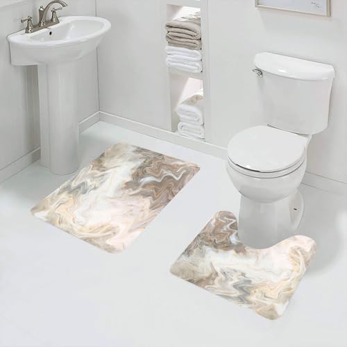 QRFASFZO Badezimmerteppich - Kit 2 Teile,Welle, marmor, flüssig, ölfarbe, Struktur, Hintergrund,absorbierbares waschbares Badezimmerteppich für Badewannen,Toiletten und Böden von QRFASFZO