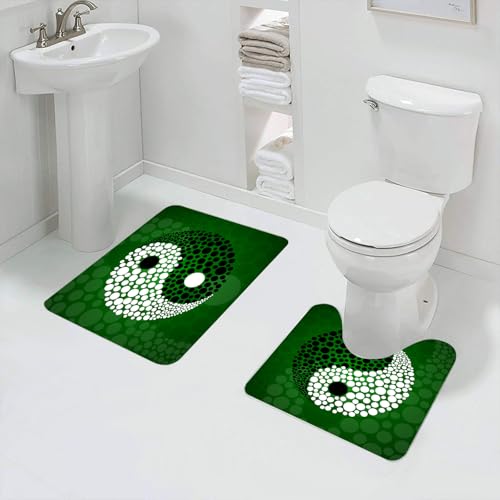 QRFASFZO Badezimmerteppich - Kit 2 Teile,Ying Yang, digital gemachte Yin Yang Natur Z-Form,absorbierbares waschbares Badezimmerteppich für Badewannen,Toiletten und Böden von QRFASFZO