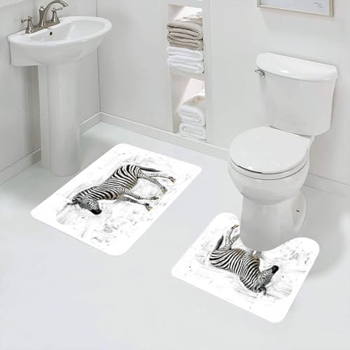 QRFASFZO Badezimmerteppich - Kit 2 Teile,Zebra Skizze ÖLFARBMALEREI,absorbierbares waschbares Badezimmerteppich für Badewannen,Toiletten und Böden QRFASFZO Badezimmerteppich - Kit 2 Teile,Zebra Skizze ÖLFARBMALEREI,absorbierbares waschbares Badezimmerteppich für Badewannen,Toiletten und Böden von QRFASFZO