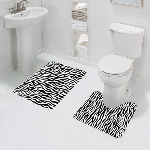 QRFASFZO Badezimmerteppich - Kit 2 Teile,Zebrafell-Musterdesign. Illustration zum Design von Wildtierfellen.,absorbierbares waschbares Badezimmerteppich für Badewannen,Toiletten und Böden von QRFASFZO