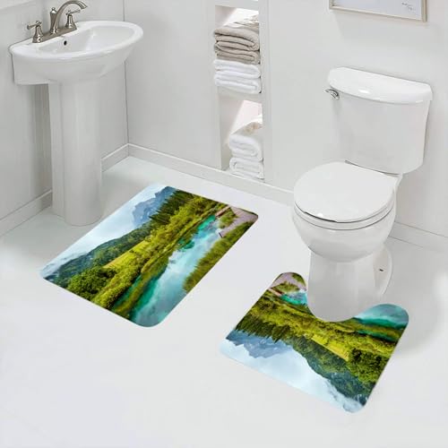 QRFASFZO Badezimmerteppich - Kit 2 Teile,Zelenci-Teich im Triglav-Nationalpark Slowenien,absorbierbares waschbares Badezimmerteppich für Badewannen,Toiletten und Böden von QRFASFZO