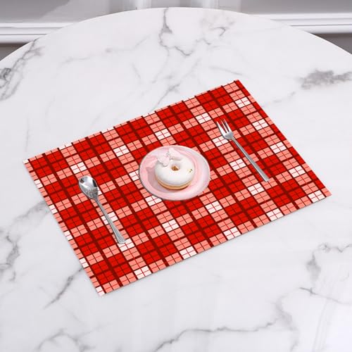 QRFASFZO Gewebte Platzsets Tischsets 6 er Set Vinyl Hitzebeständig Platzdeckchen Antifouling und Waschbar,Nahtloser Tartan-Muster-Hintergrund,45x30cm von QRFASFZO