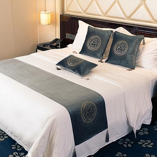 QRGMKL Europäischer Stil Bettläufer Hotel Bettschal Tagesdecken Bettdecken Luxus Bettläufer und passende Kissen Schlafzimmer Bettwäscheschutz-Gray||2 Pillowcases(45X45cm) von QRGMKL