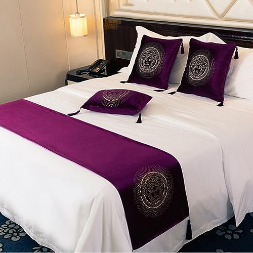 QRGMKL Europäischer Stil Bettläufer Hotel Bettschal Tagesdecken Bettdecken Luxus Bettläufer und passende Kissen Schlafzimmer Bettwäscheschutz-Light Purple||2 Pillowcases(45X45cm) von QRGMKL